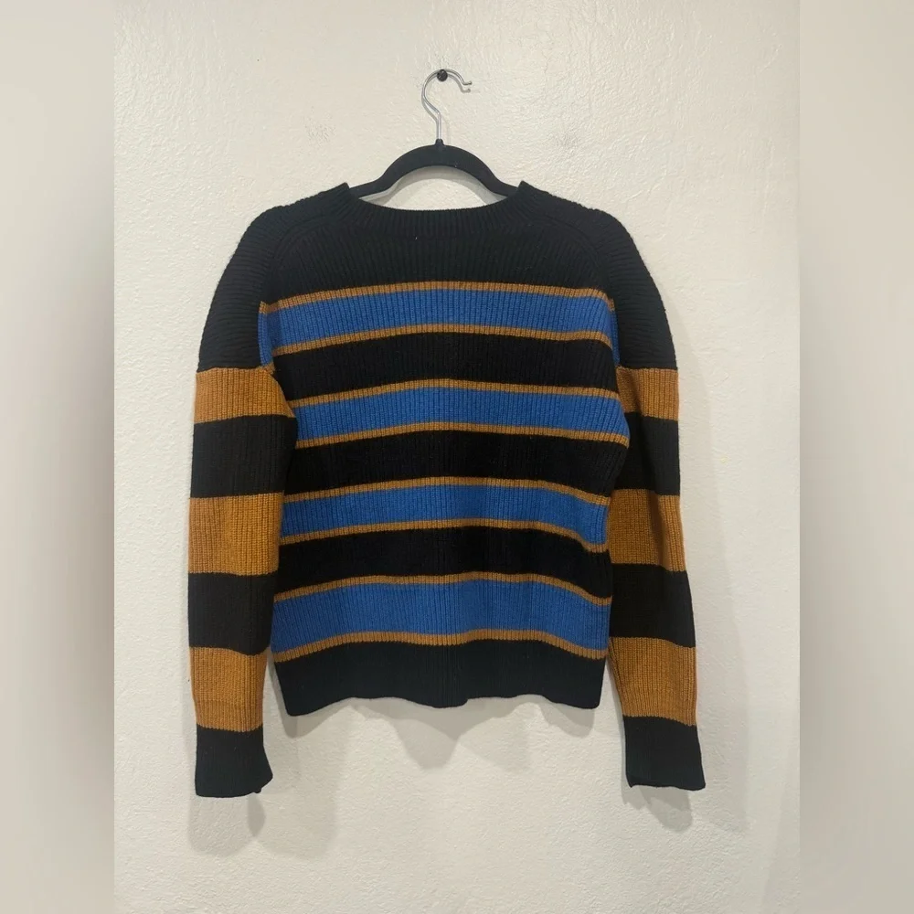 A.L.C. Roman Stripe Sweater in Cobalt Caramel Black size XS